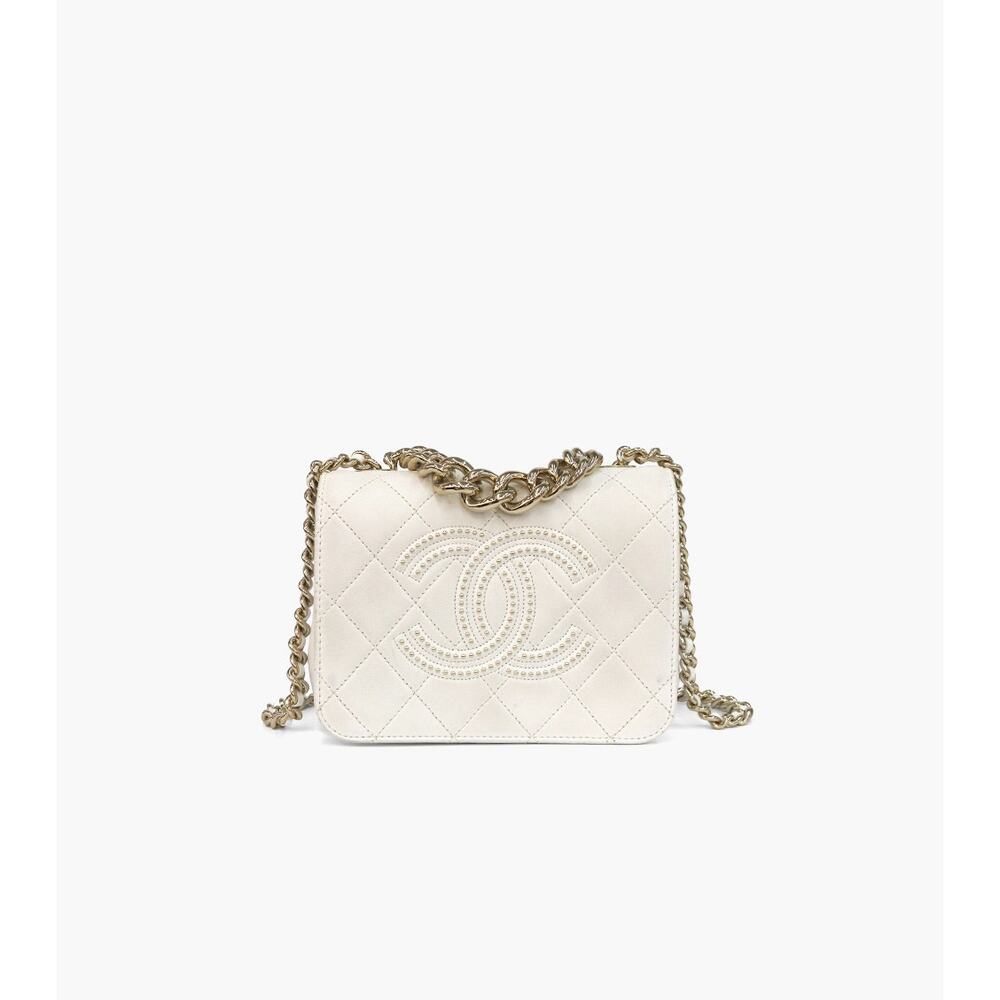 CHANEL White Big CC Flap Shoulder Bag A-A19377